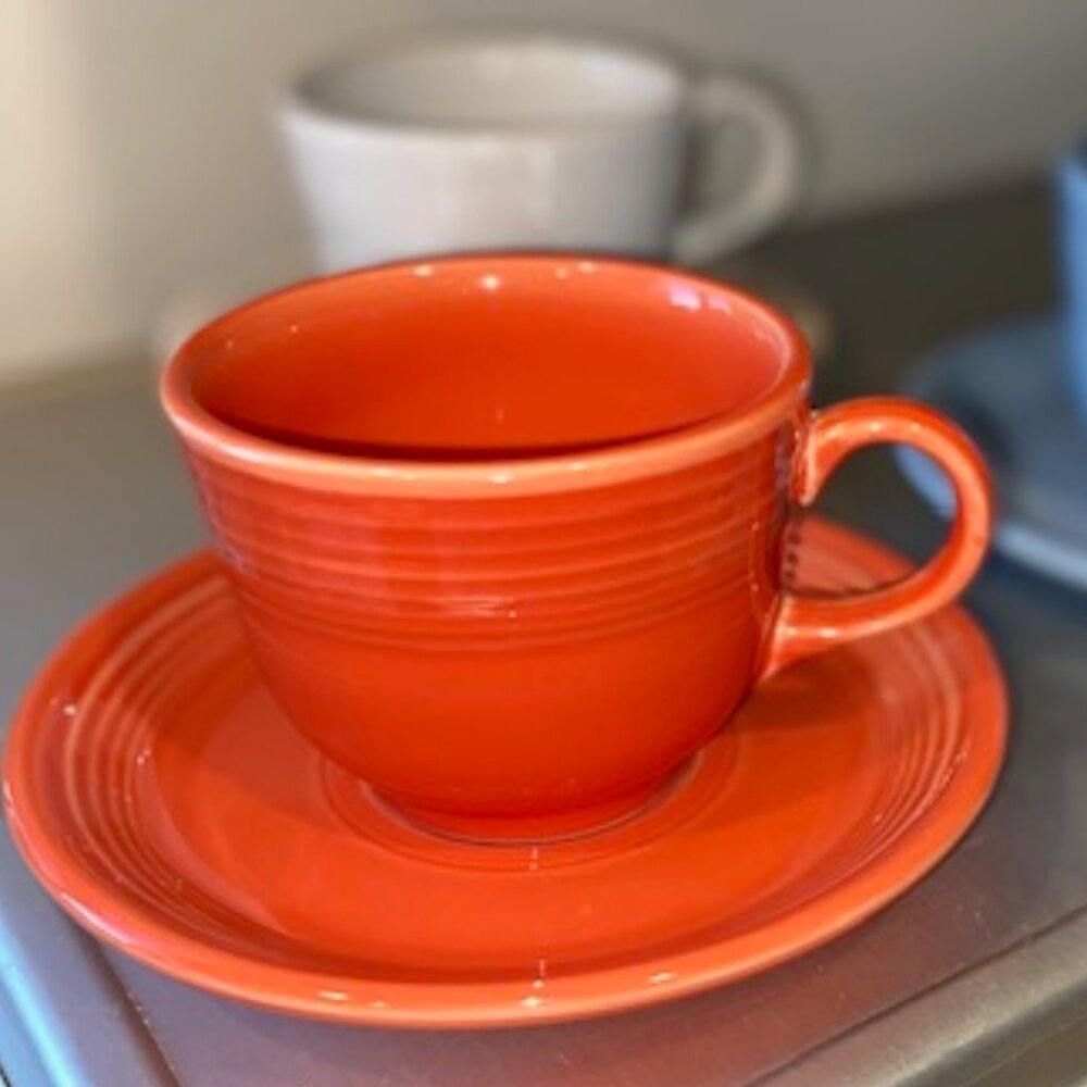 Fiestaware Cup & Saucer Set - Persimmon, circa 1998 production